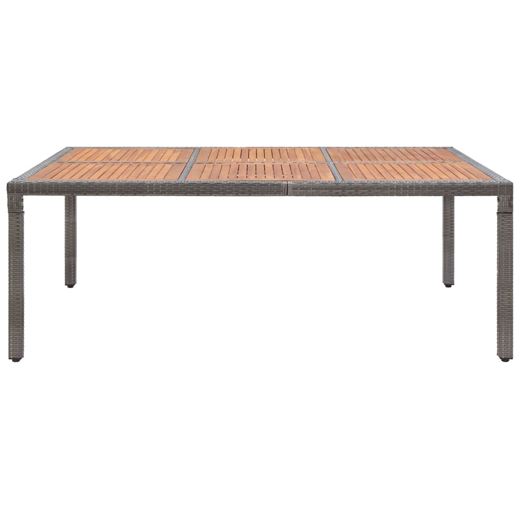 Gartentisch Grau 200x150x74cm Poly Rattan und Akazie Massivholz